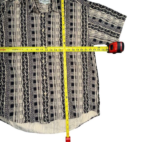 VTG 80s Natural Issue Shirt Men XL Slim Geometric Striped Short Sleeve Cotton - Picture 6 of 8